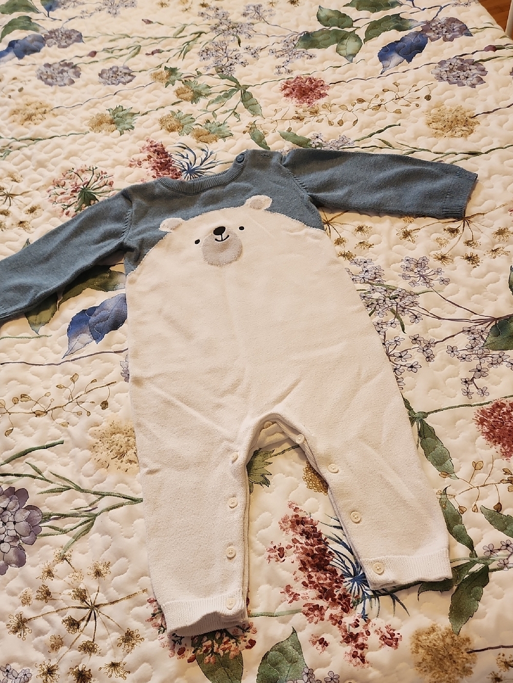 Gymboree Blue and Cream Polar Bear Plush One-Piece
